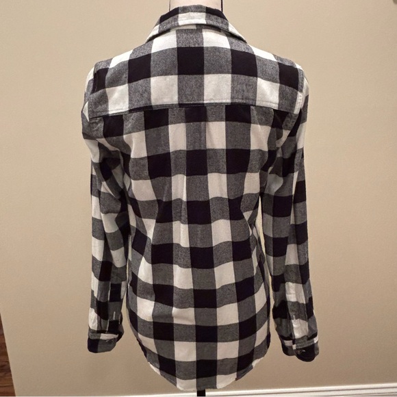 Abercrombie & Fitch Black Plaid Flannel Long Sleeve Button Down Shirt Sz Sm - Picture 3 of 8